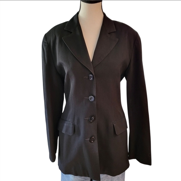 Krizia 80s Vintage Black Wool Suit Jacket/Blazer Women's Size 4 - Picture 1 of 8
